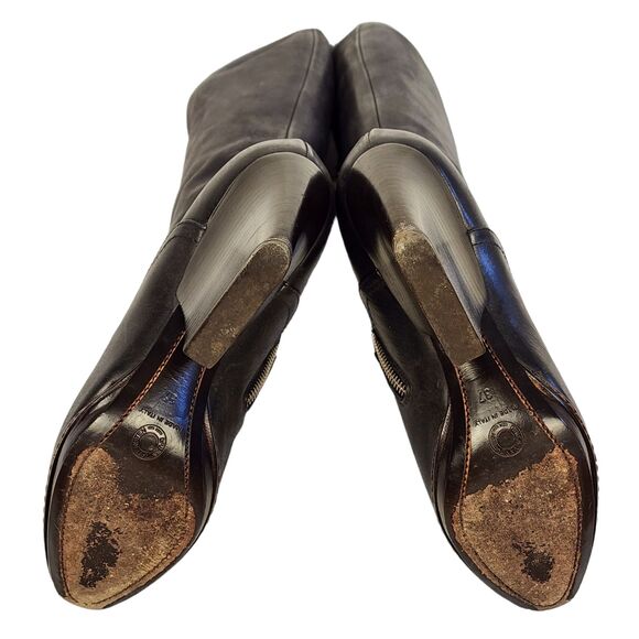 Dries Van Noten Vintage Tall Black Leather Boots Size 37 EU - Picture 7 of 9